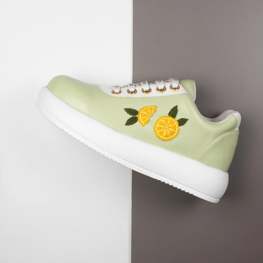 The Liora Luxury Citrus Mint Embellished Trainer