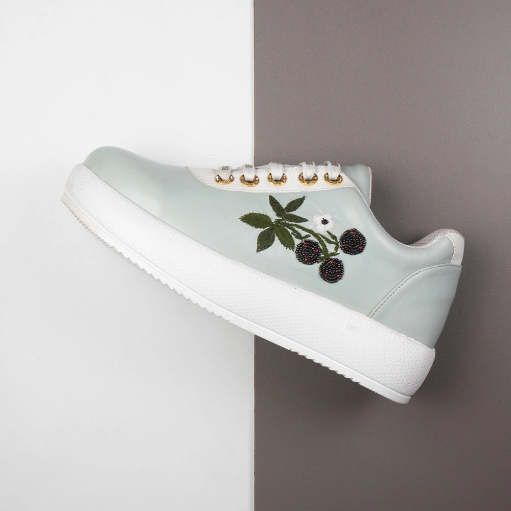 The Elowen Luxury Sage Berry Embellished Trainer
