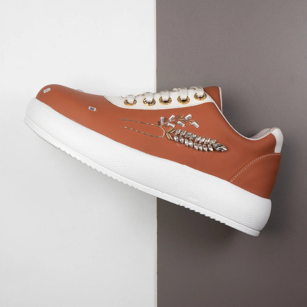 The Freya Luxury Amber Harvest Embellished Trainer