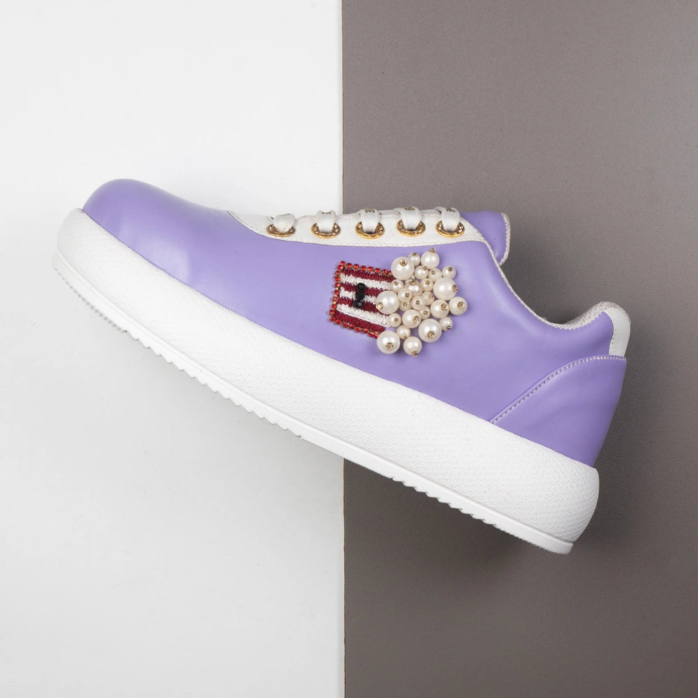 The Amelina Luxury Popcorn Pearl Embellished Trainer