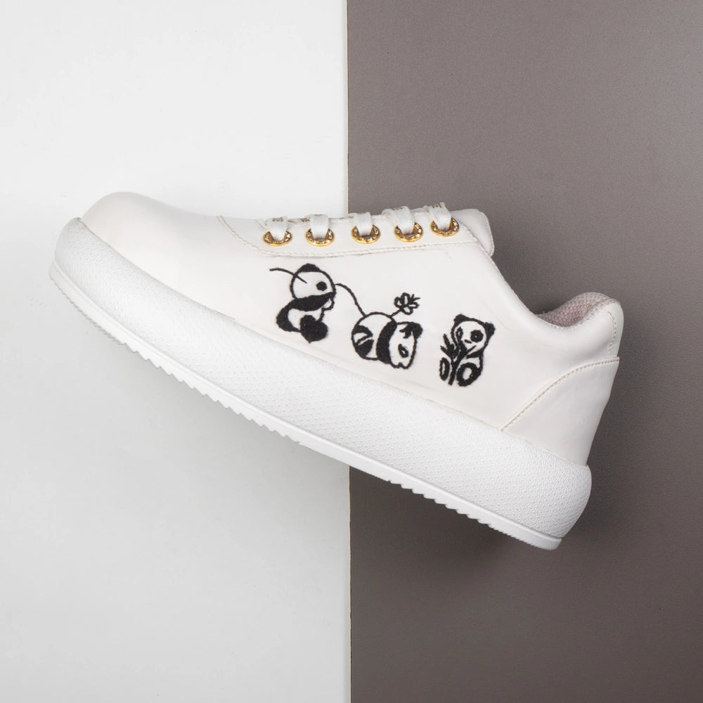 The Calista Luxury Panda Sketch Embellished Trainer