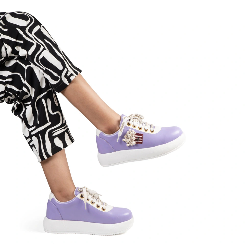 The Amelina Luxury Popcorn Pearl Embellished Trainer