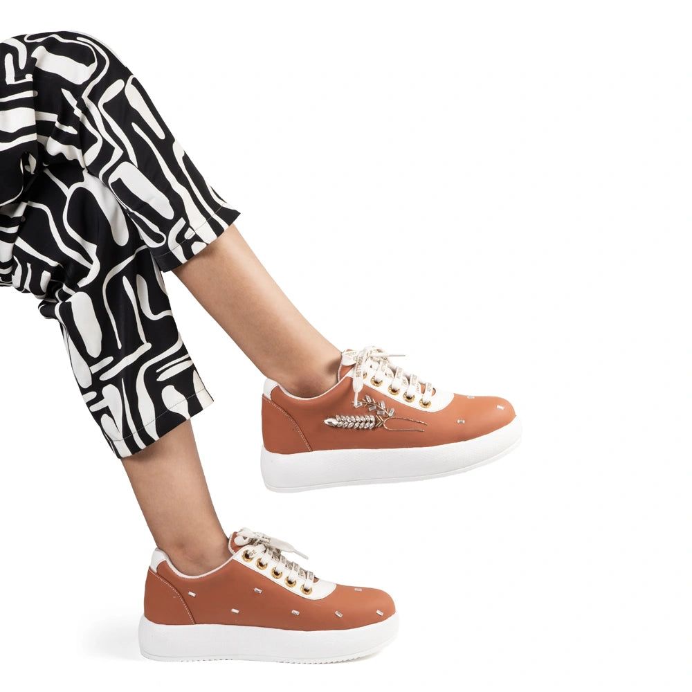 The Freya Luxury Amber Harvest Embellished Trainer
