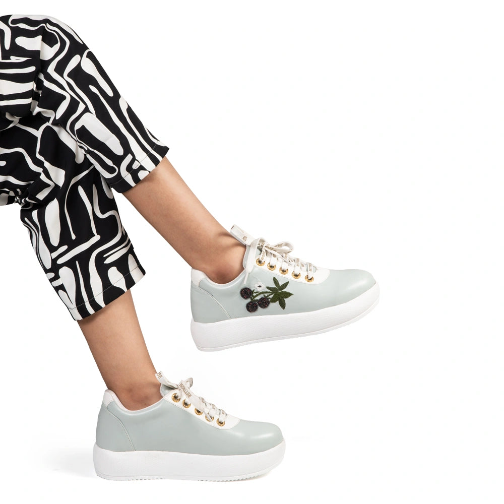 The Elowen Luxury Sage Berry Embellished Trainer