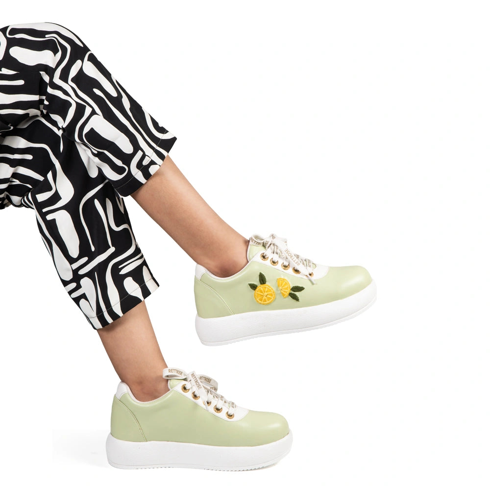 The Liora Luxury Citrus Mint Embellished Trainer
