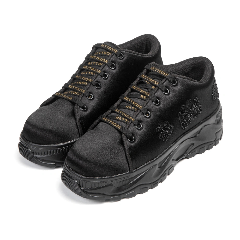 The Bellina Luxury Noir Butterfly Embellished Trainer