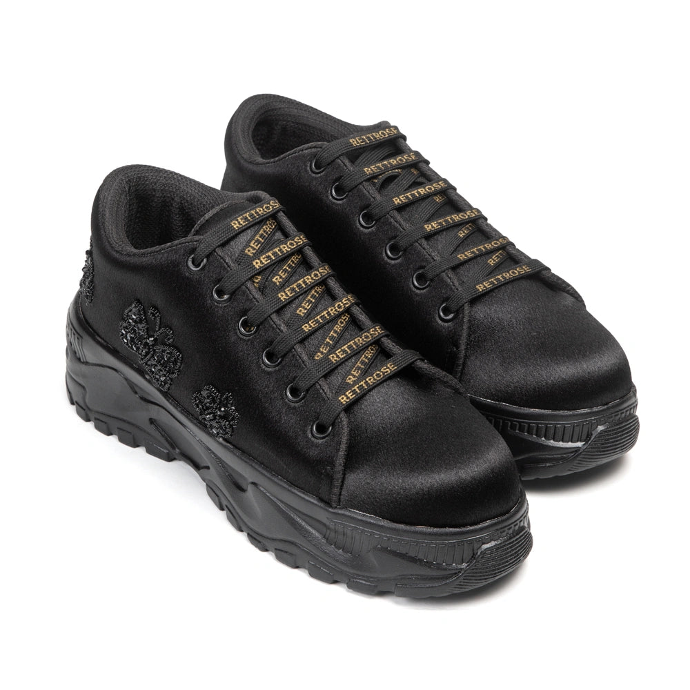 The Bellina Luxury Noir Butterfly Embellished Trainer