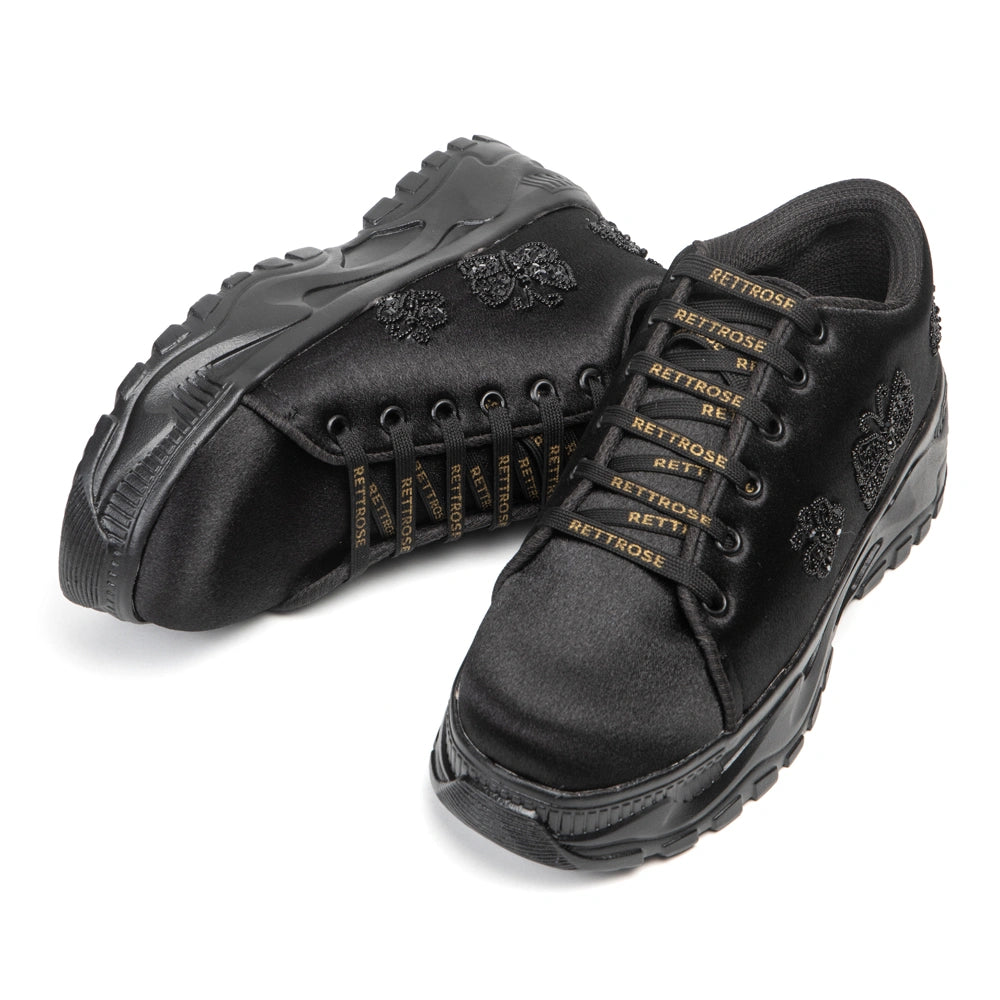 The Bellina Luxury Noir Butterfly Embellished Trainer