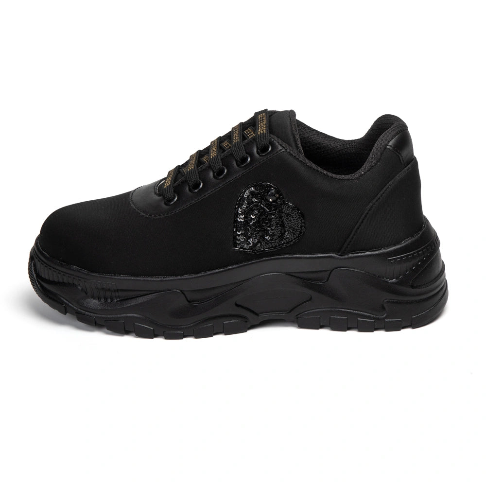 The Selene Luxury Noir Heart Embellished Trainer