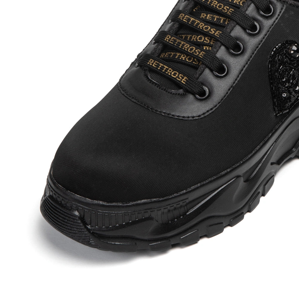The Selene Luxury Noir Heart Embellished Trainer