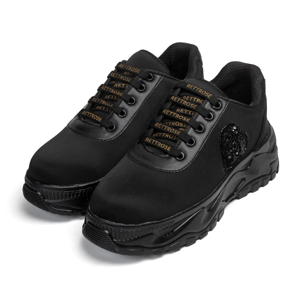 The Selene Luxury Noir Heart Embellished Trainer