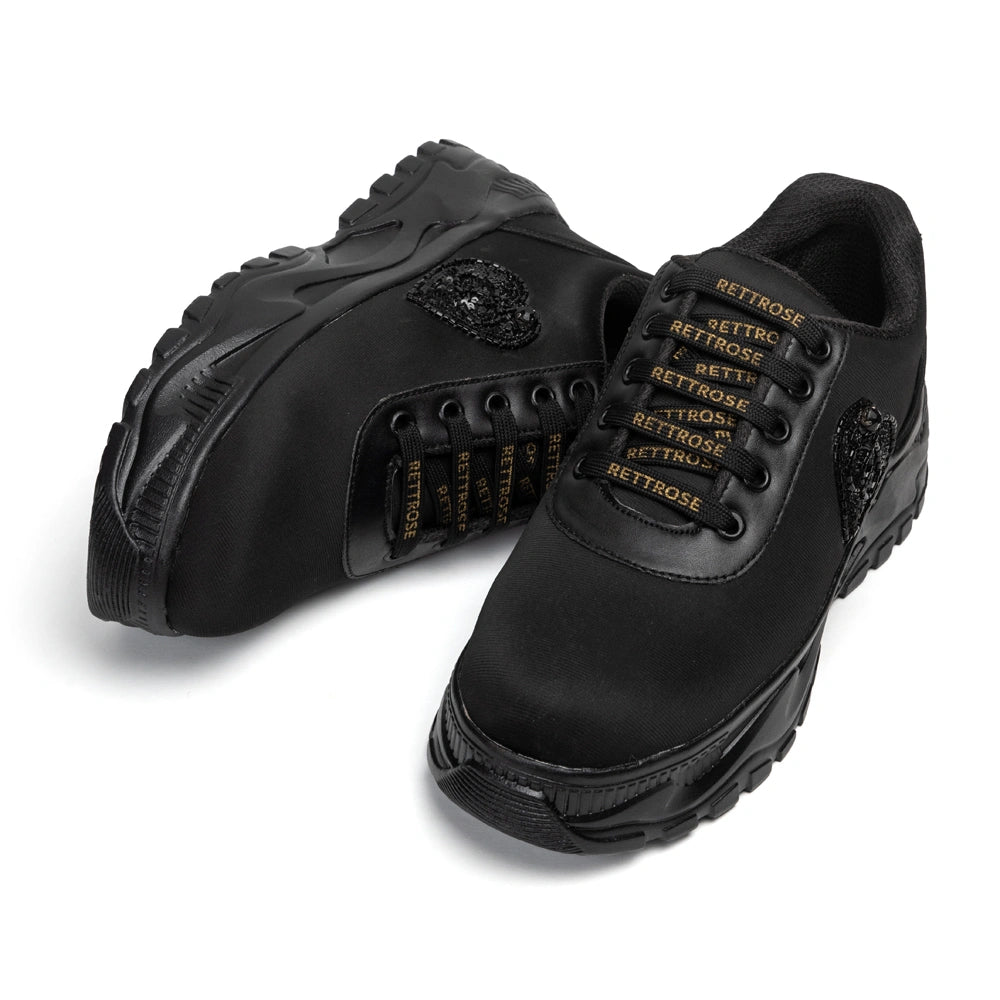 The Selene Luxury Noir Heart Embellished Trainer