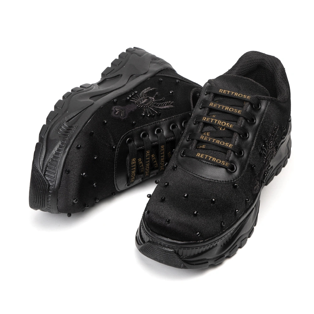The Zafrina Luxury Midnight Flight Embellished Trainer