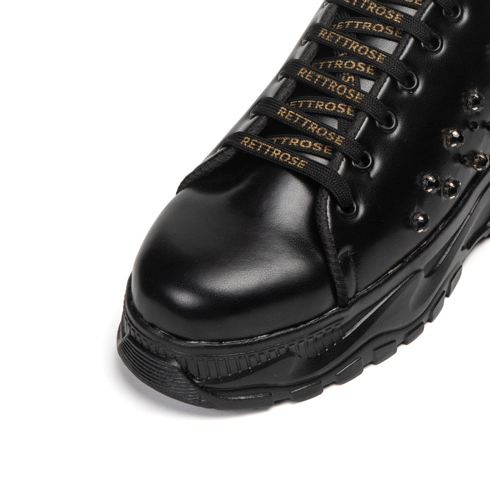 The Kaelina Luxury Noir Stud Embellished Trainer