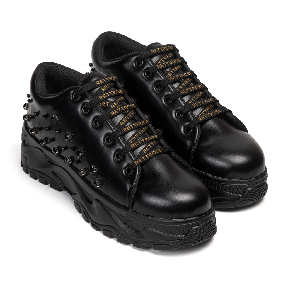 The Kaelina Luxury Noir Stud Embellished Trainer