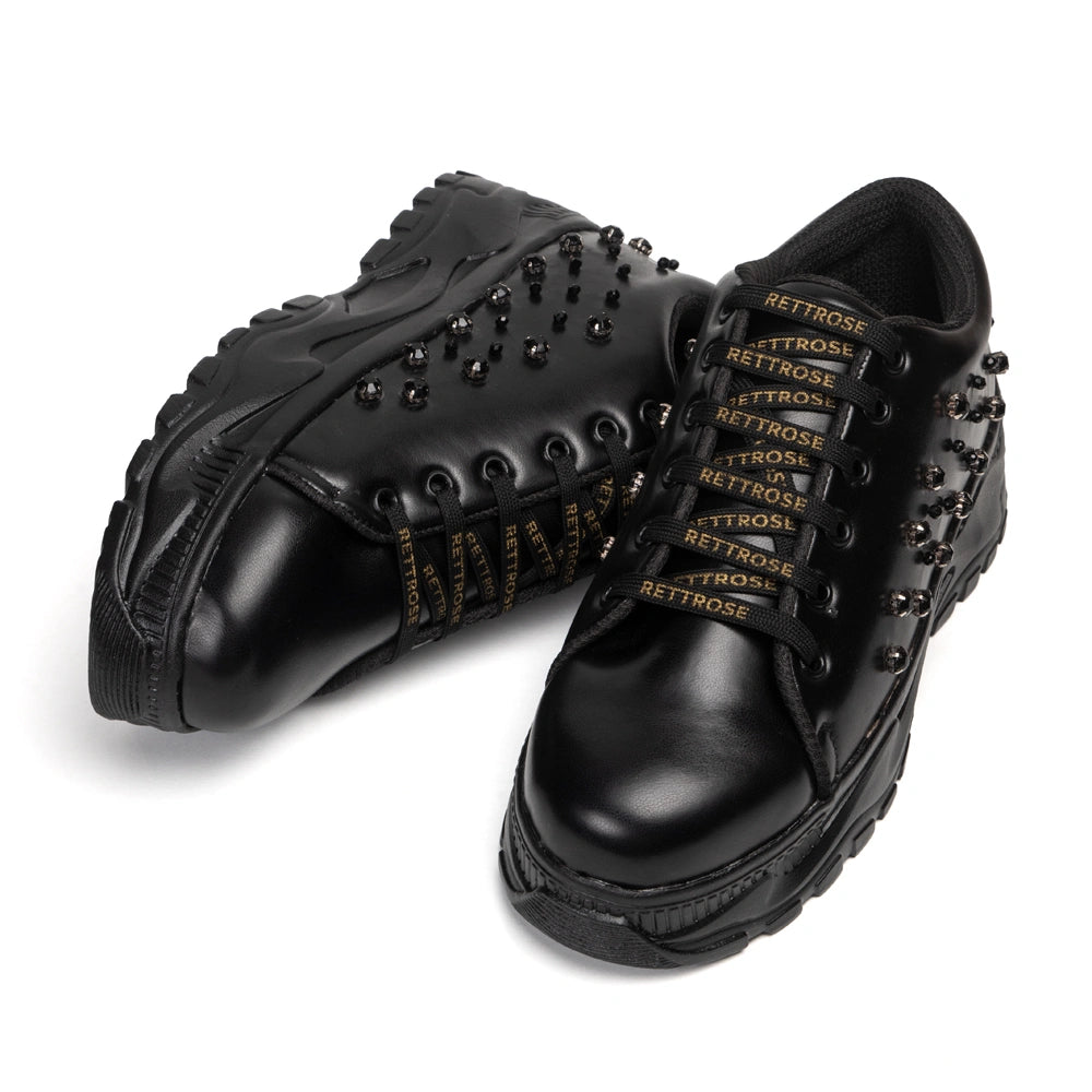 The Kaelina Luxury Noir Stud Embellished Trainer