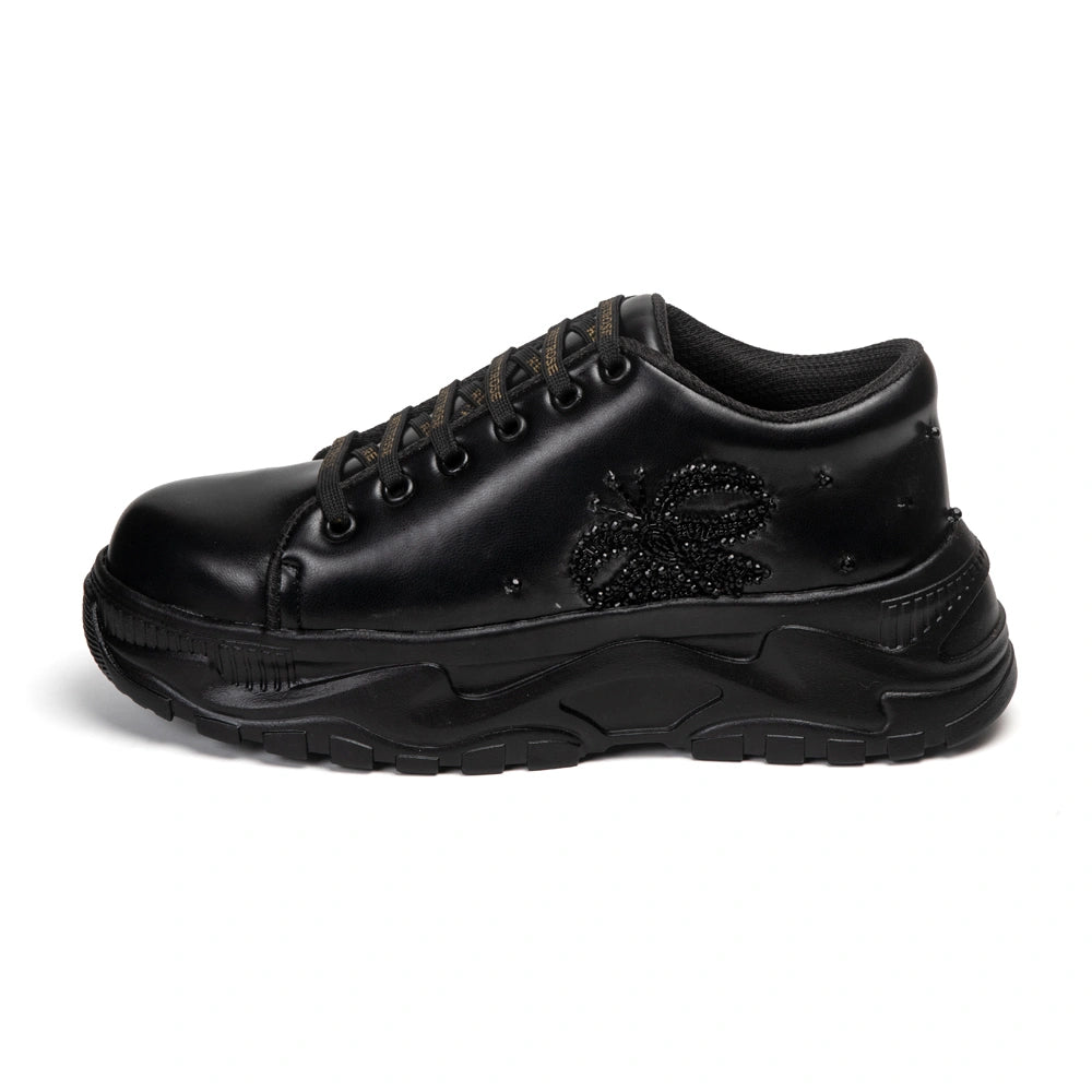 The Orielle Luxury Gloss Butterfly Embellished Trainer