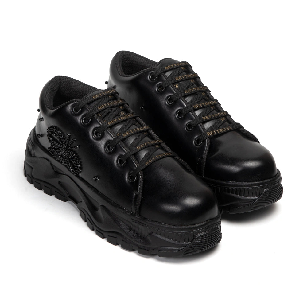 The Orielle Luxury Gloss Butterfly Embellished Trainer