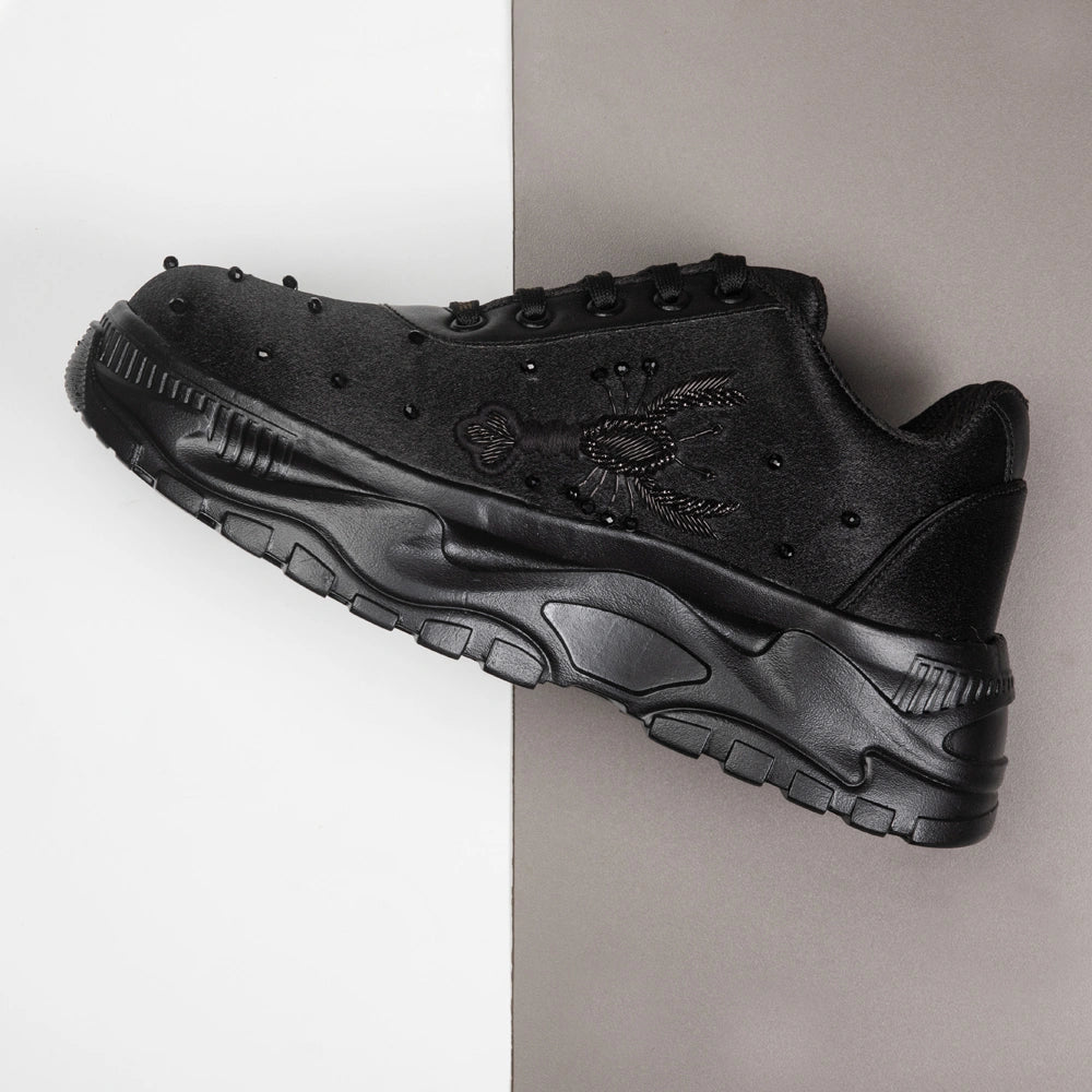 The Zafrina Luxury Midnight Flight Embellished Trainer