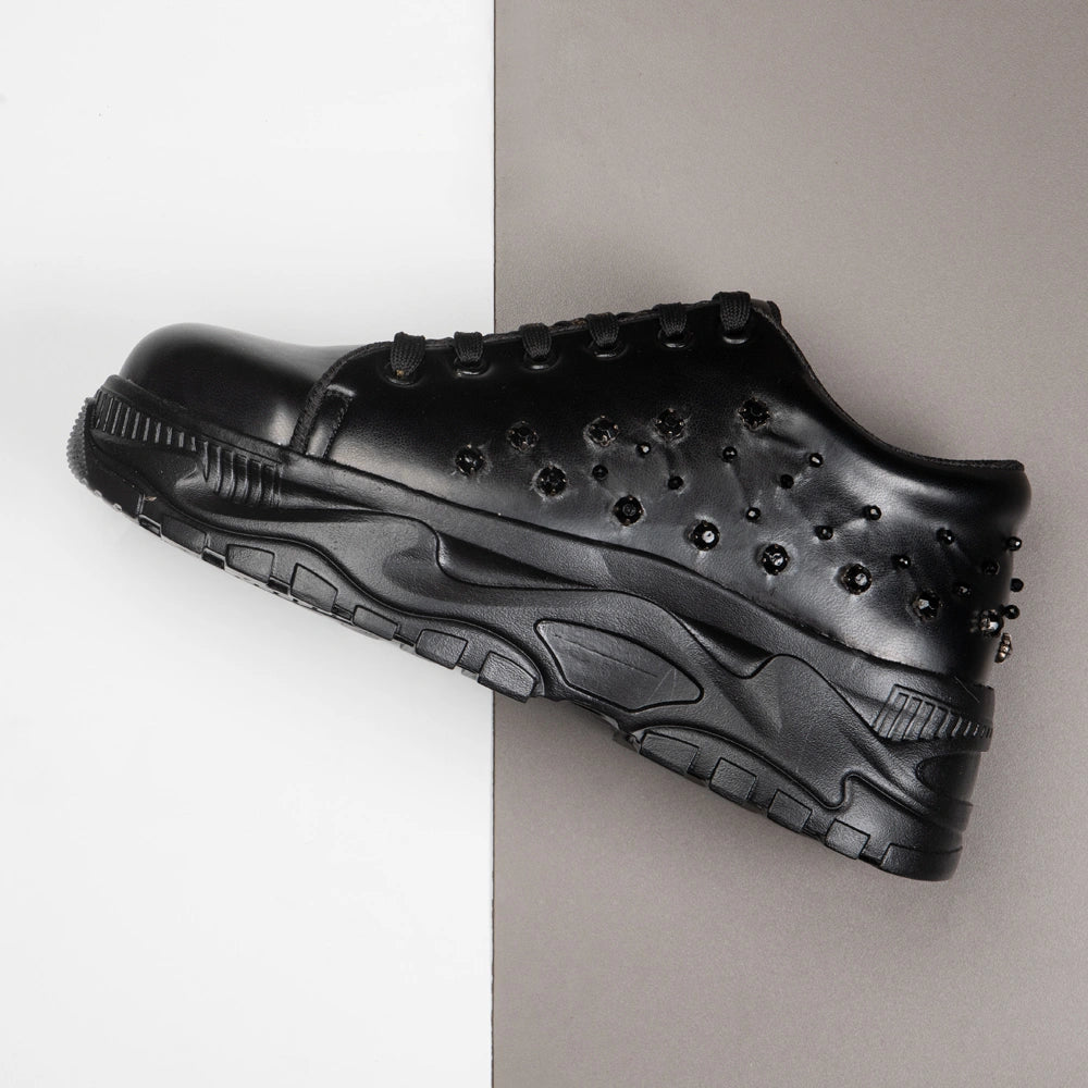 The Kaelina Luxury Noir Stud Embellished Trainer