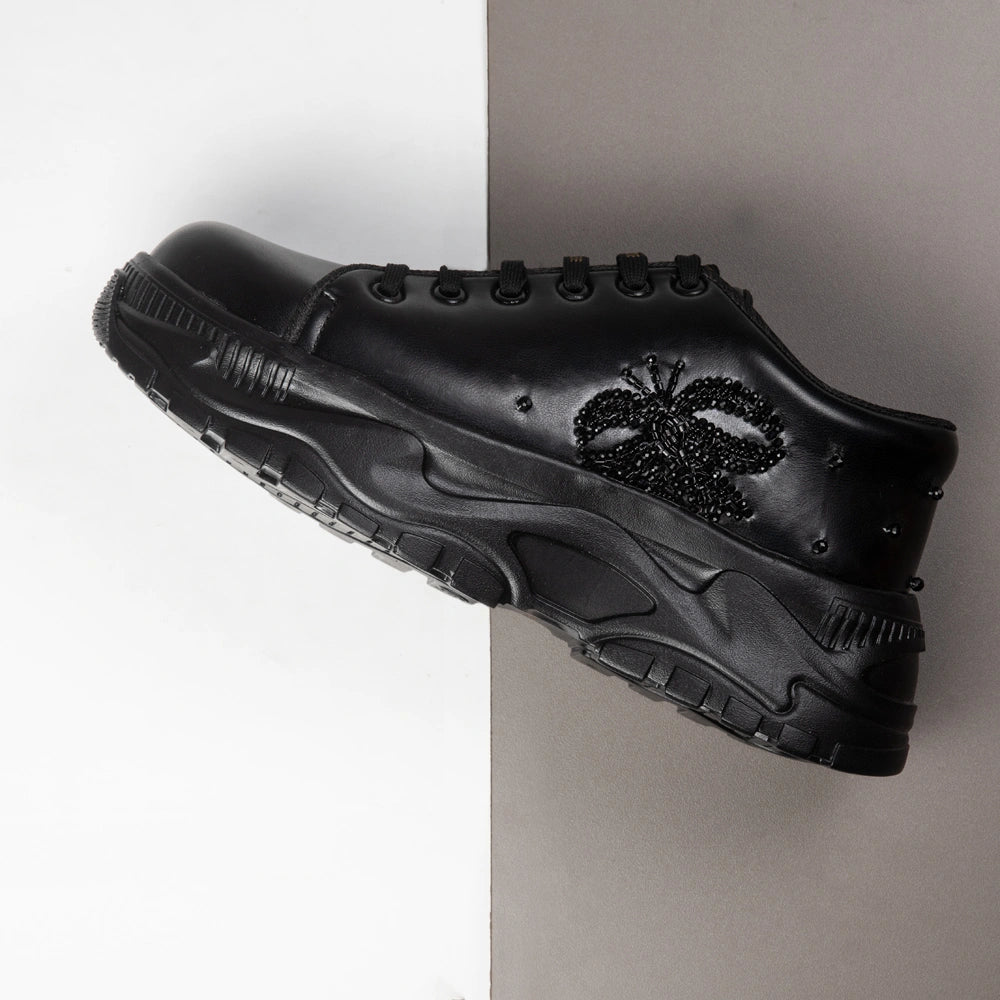 The Orielle Luxury Gloss Butterfly Embellished Trainer