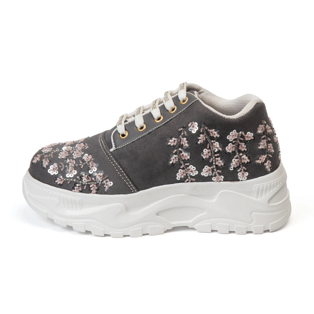 The Lyra Luxury Moonlit Blossom Embellished Trainer