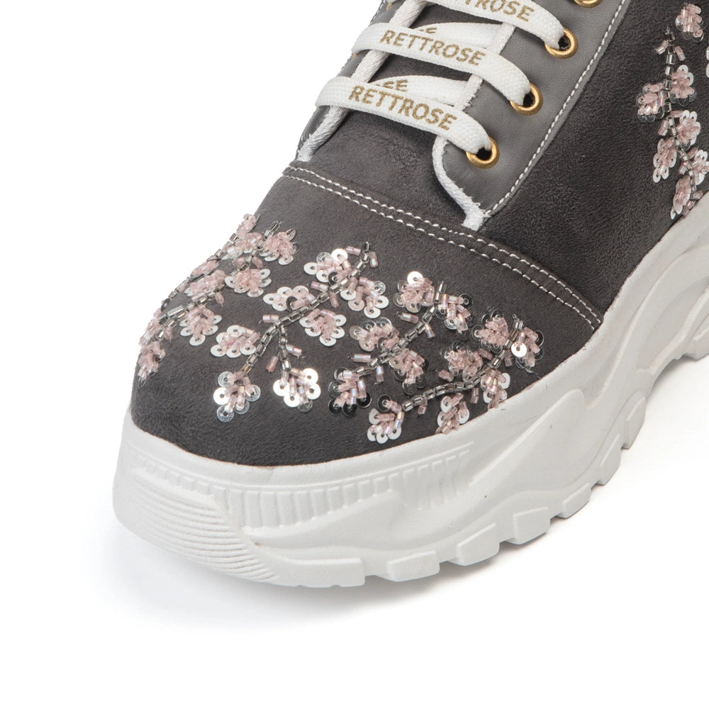 The Lyra Luxury Moonlit Blossom Embellished Trainer