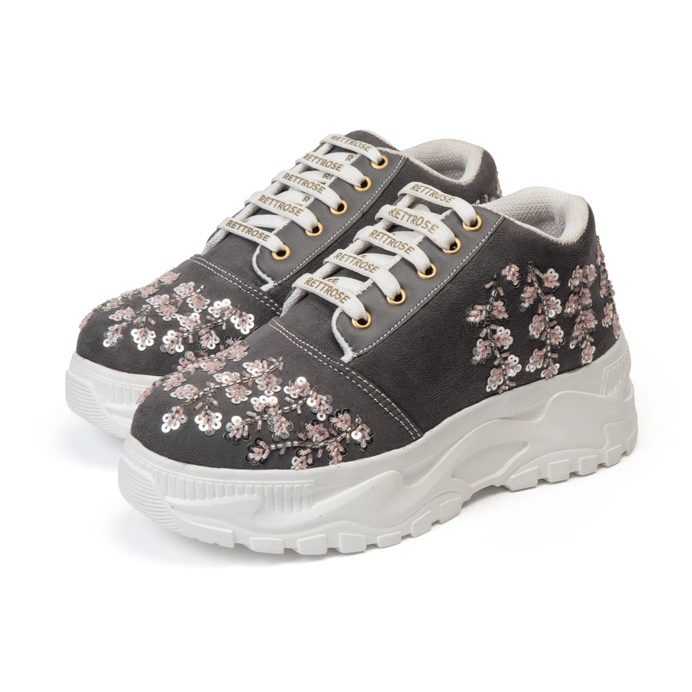 The Lyra Luxury Moonlit Blossom Embellished Trainer