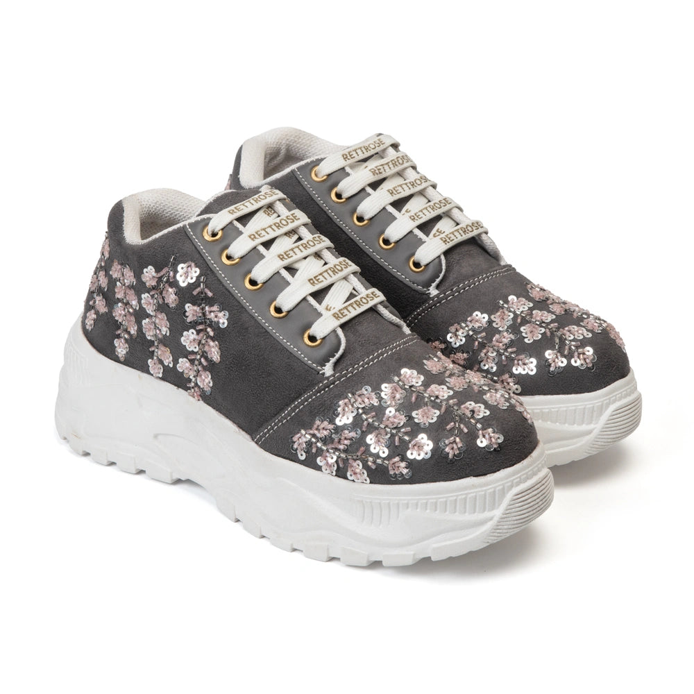 The Lyra Luxury Moonlit Blossom Embellished Trainer