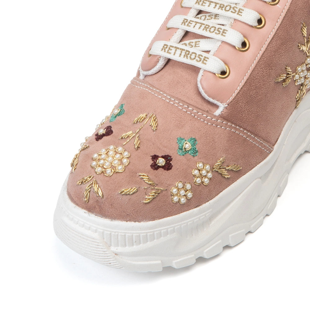The Rosaline Luxury Pearl Blossom Embellished Trainer