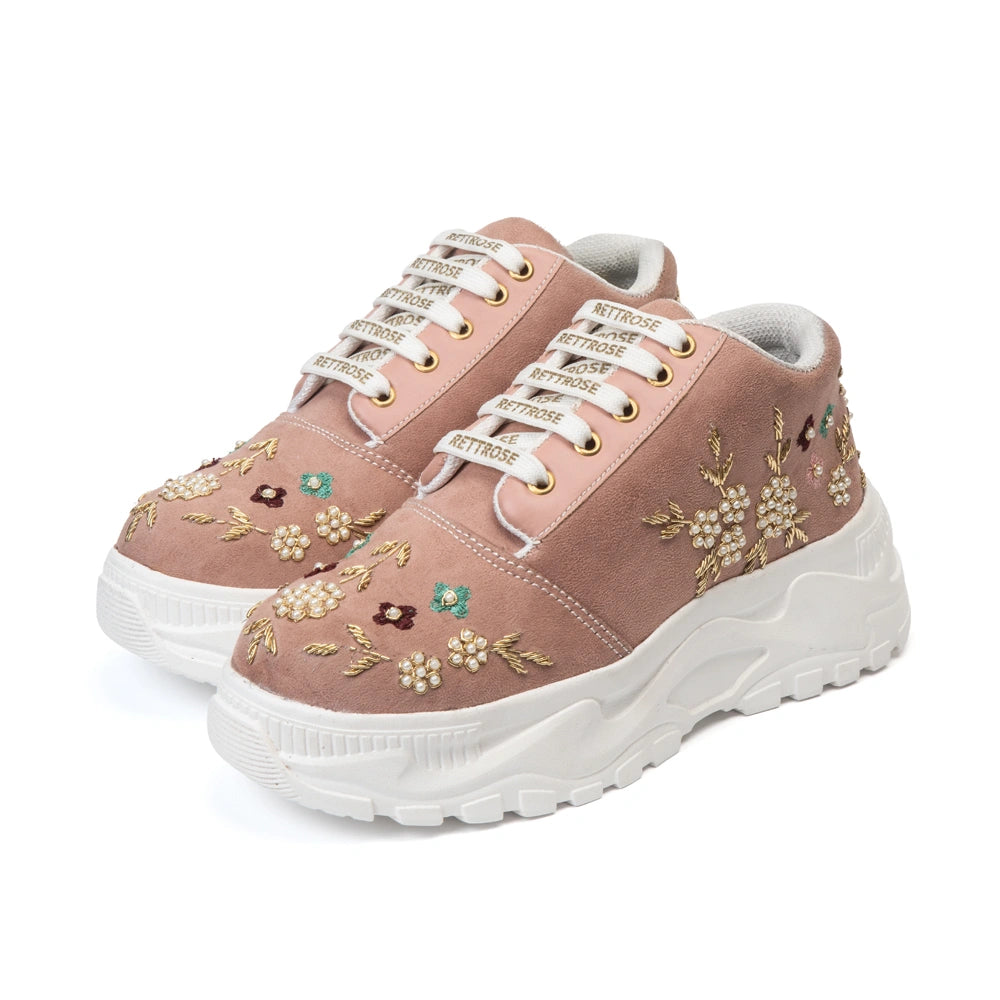The Rosaline Luxury Pearl Blossom Embellished Trainer