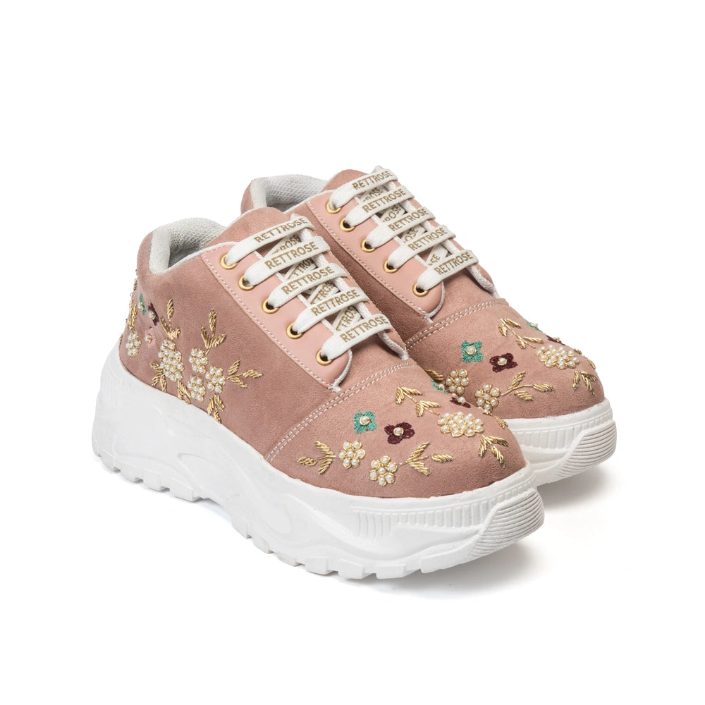 The Rosaline Luxury Pearl Blossom Embellished Trainer