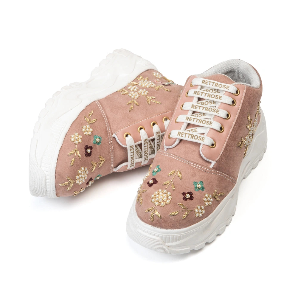 The Rosaline Luxury Pearl Blossom Embellished Trainer