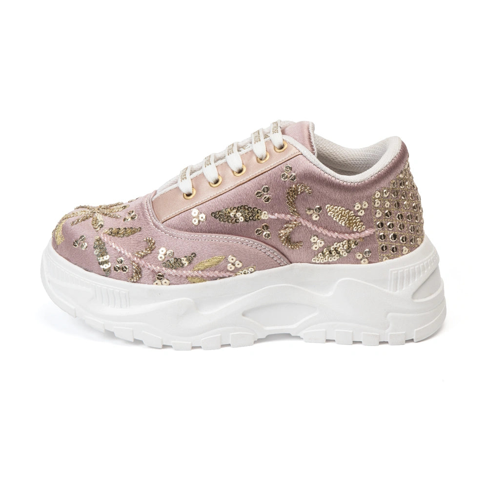 The Amelienne Luxury Blush Vine Embellished Trainer