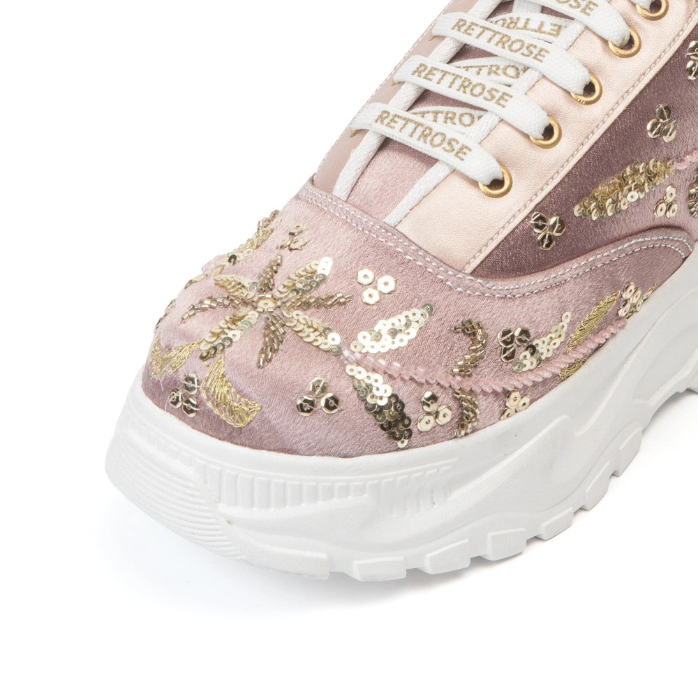 The Amelienne Luxury Blush Vine Embellished Trainer