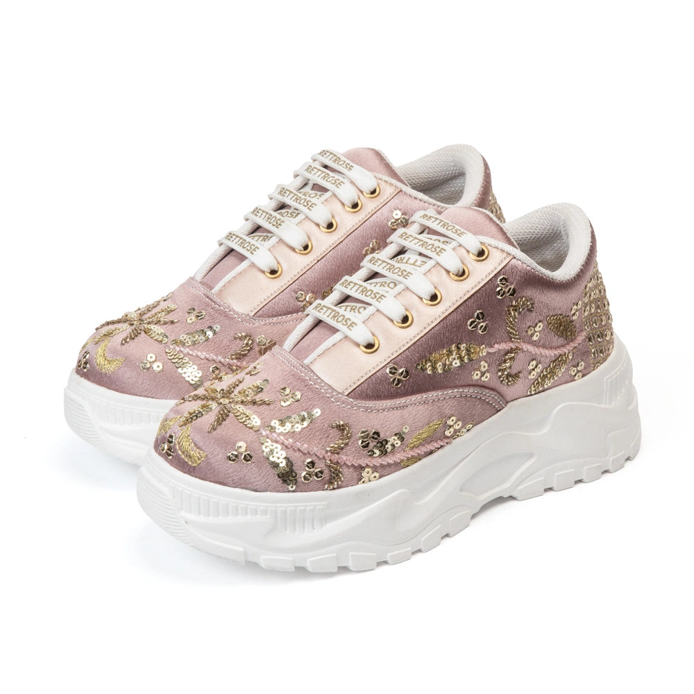 The Amelienne Luxury Blush Vine Embellished Trainer