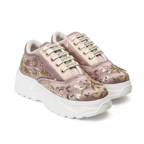 The Amelienne Luxury Blush Vine Embellished Trainer