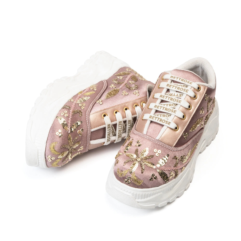 The Amelienne Luxury Blush Vine Embellished Trainer