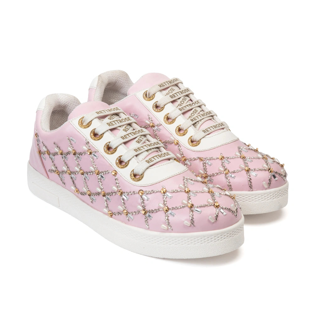 The Fiora Luxury Crystal Trellis Embellished Trainer
