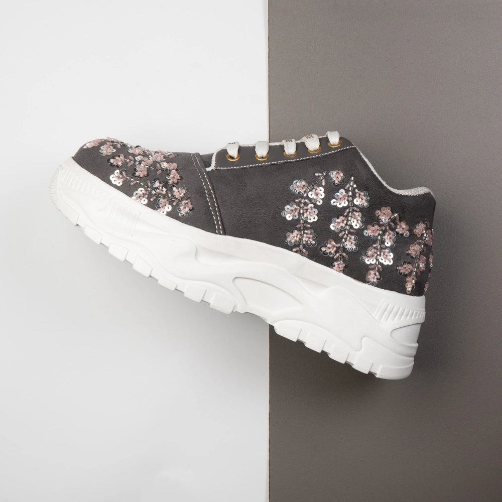 The Lyra Luxury Moonlit Blossom Embellished Trainer
