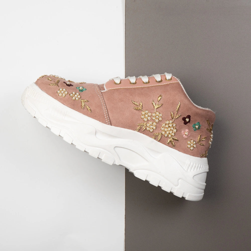 The Rosaline Luxury Pearl Blossom Embellished Trainer