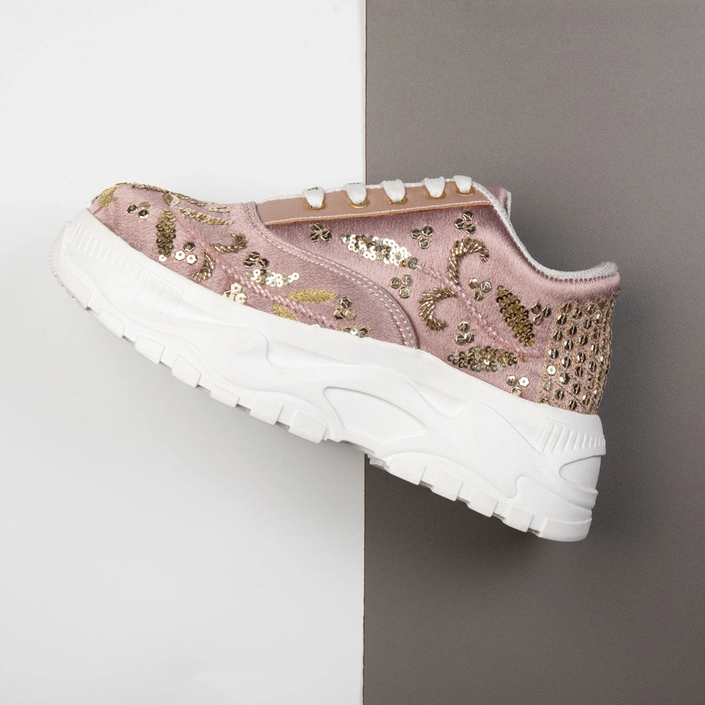 The Amelienne Luxury Blush Vine Embellished Trainer