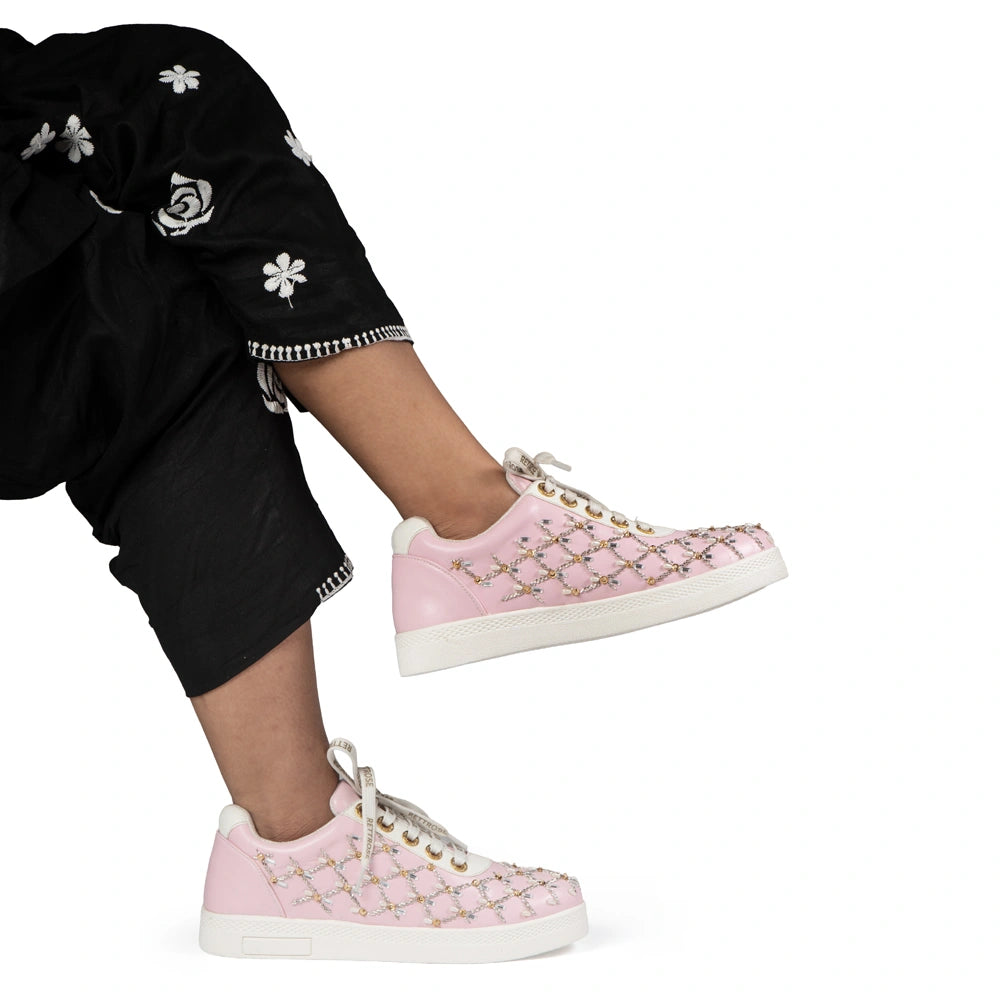 The Fiora Luxury Crystal Trellis Embellished Trainer