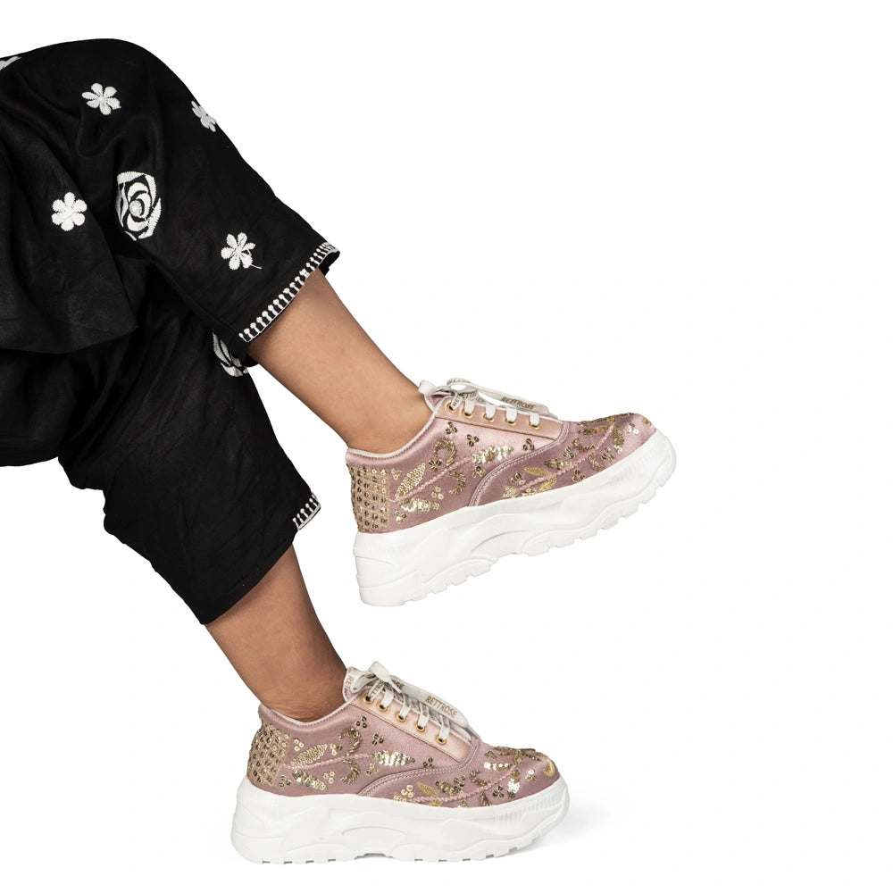 The Amelienne Luxury Blush Vine Embellished Trainer