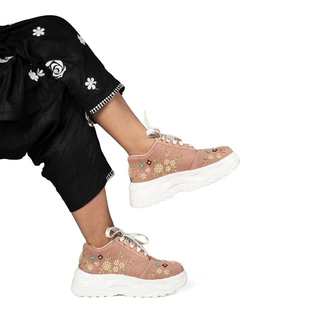 The Rosaline Luxury Pearl Blossom Embellished Trainer