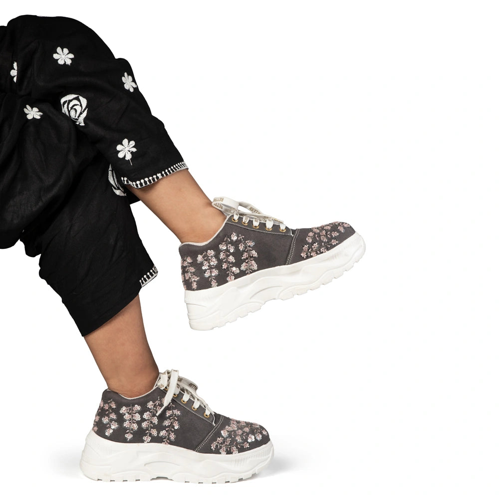The Lyra Luxury Moonlit Blossom Embellished Trainer