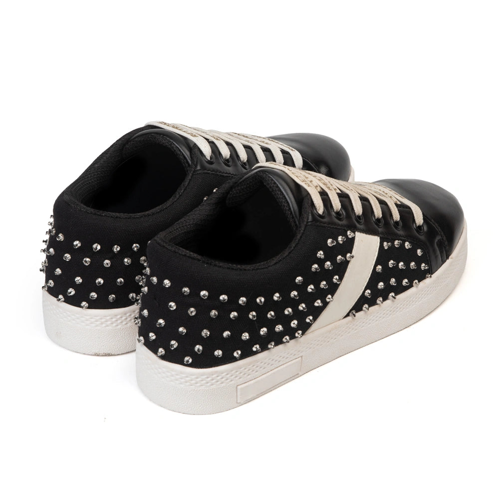 The Teri Black Luxury Embellished Trainer