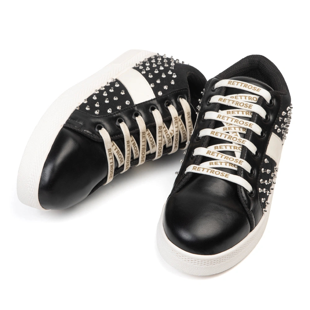 The Teri Black Luxury Embellished Trainer