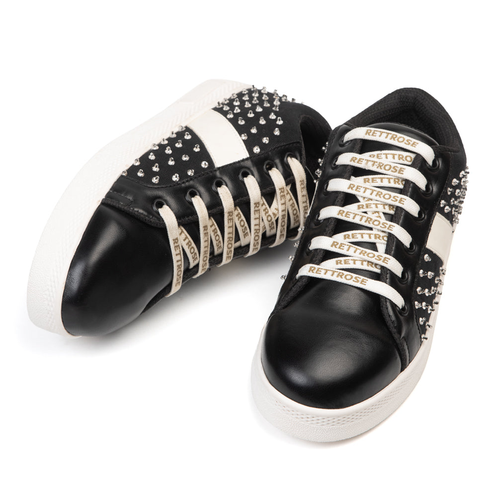 The Teri Black Luxury Embellished Trainer