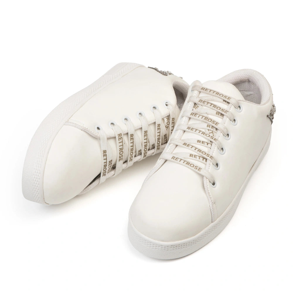 The Lexi White Luxury Embellished Trainer
